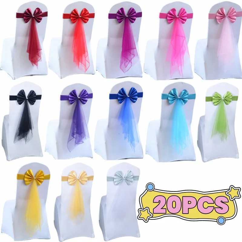 Satin Chair Sashes Bows Chair Decor Tied Sash with Bow Floating Organza Spandex Ribbons Party Banquet Wedding Hotel Decorations X250813