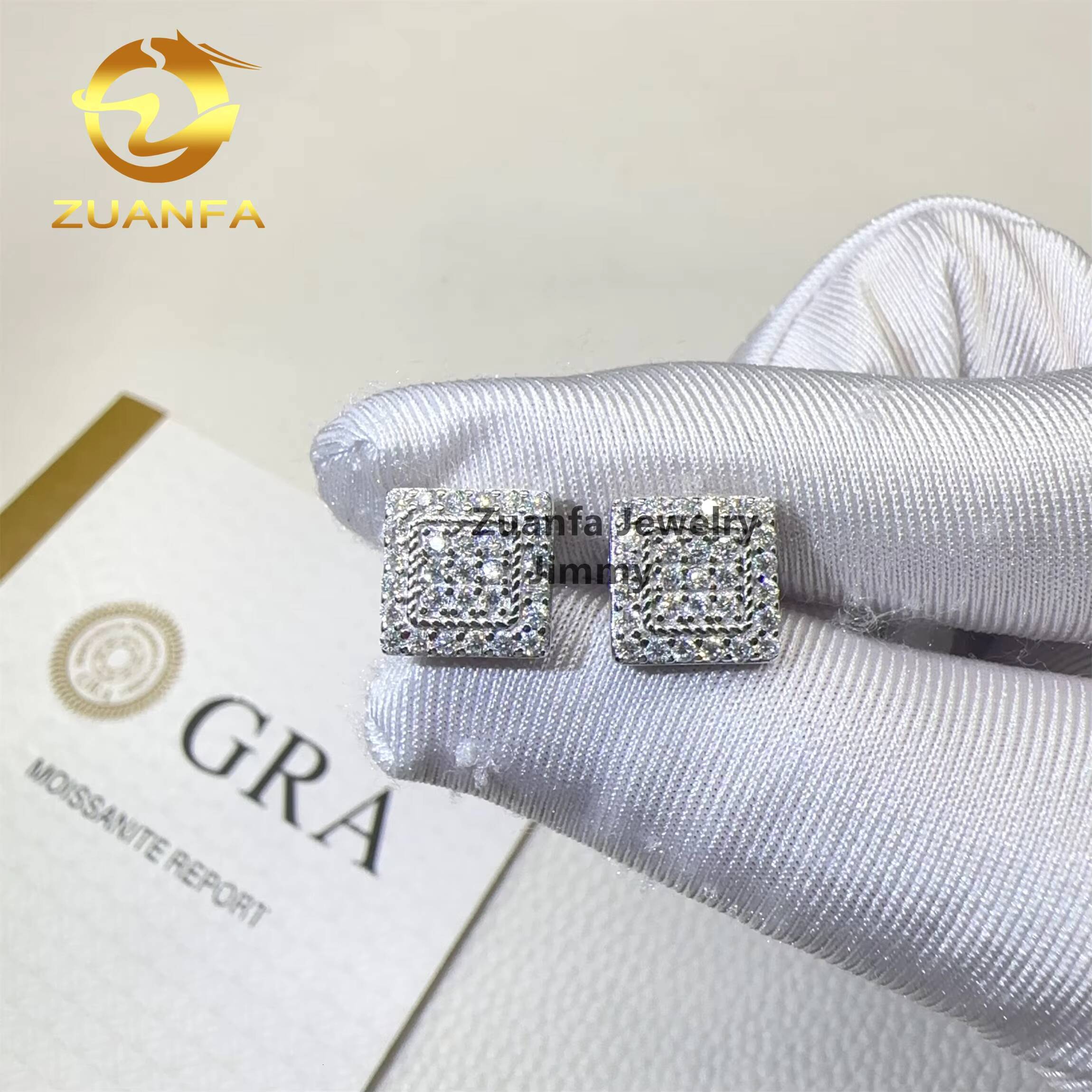 Price New Design Iced Out Hip Hop Pure Silver 925 Screw Back Flawless Heishi Stud Earrings for Men