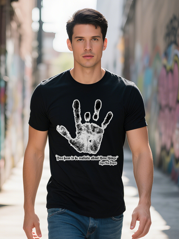 pc Men S Casual Summer T Shirt Black Knit with Funny Handprint Graphic Round Neck Short Sleeve ee59c