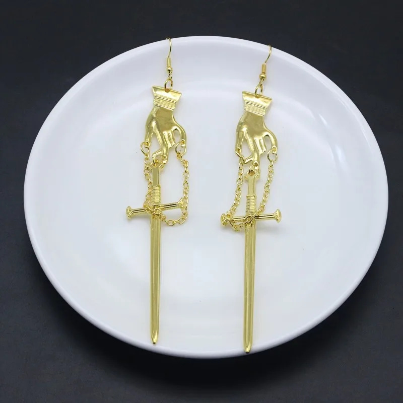 Gothic Punk Earrings for Women Swords Hand Earrings Statement Gothic Medieval Witch Mysterious Female Gift Halloween Jewelry 250812
