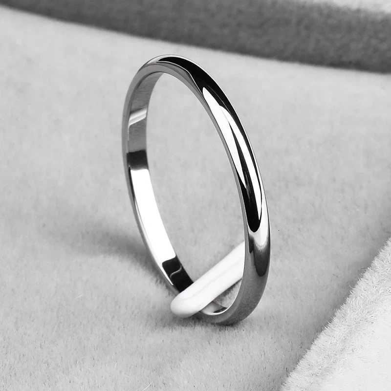 2mm Stainless Steel Rings Gold Color Anti-allergy Smooth Simple Wedding Couples Rings Jewelry W250812