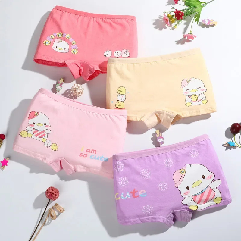 4Pcs Baby Girls Panties Cotton Soft Cartoon Child Underwear for Kids Boxer Breathable Teen Childrens Briefs 250812