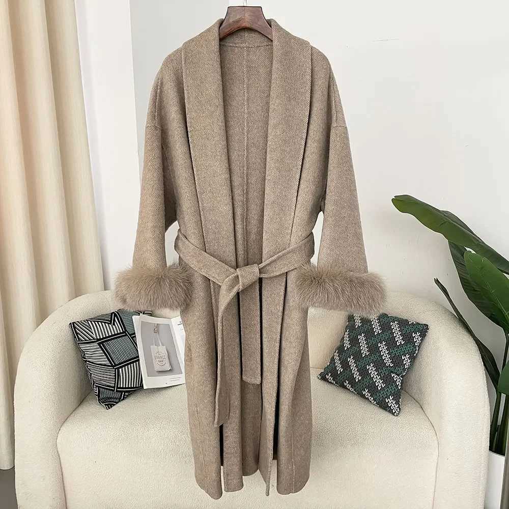 Removable Cuffs Fur Strapping Women Short or Long Jacket Real Wool Fur Coat Temperament Cashmere High End Double-sided Wool Z250813