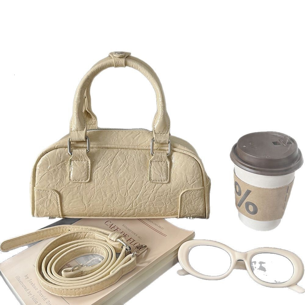 New Handheld Small Square Textured Commuter Niche Design Boston Single Shoulder Crossbody Mori Girl Pillow Bag ddmymarket