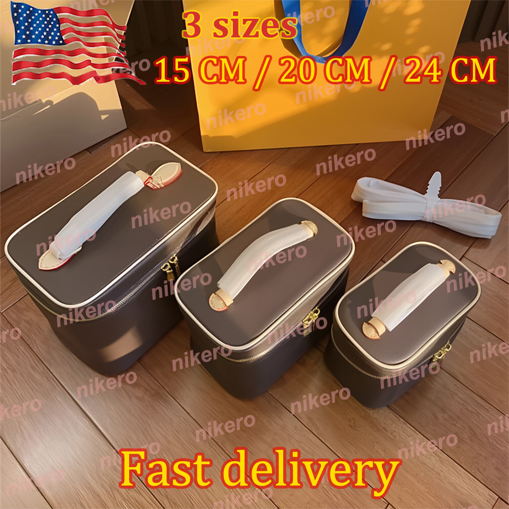 Makeup Bag Designer Women's Vanity bag Cowhide Toiletry Bag Brown Cosmetic bag 3 Sizes pouch designer makeup bag Travel Storage Bag wash bag Mini Chain vanity case 10A