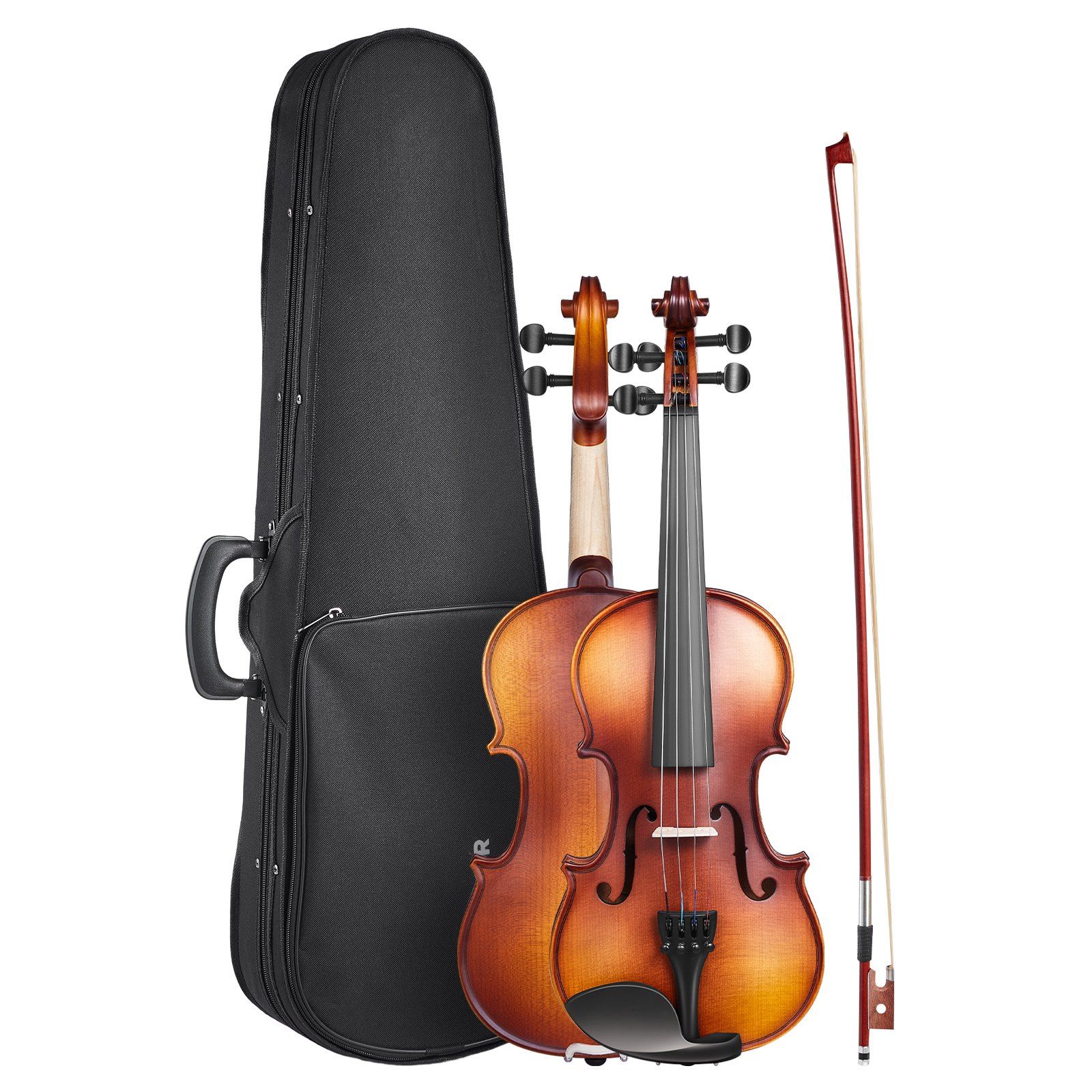 Violin 1/2 Size Fiddle Set Solidwood for Beginners with Case Rosin Brown