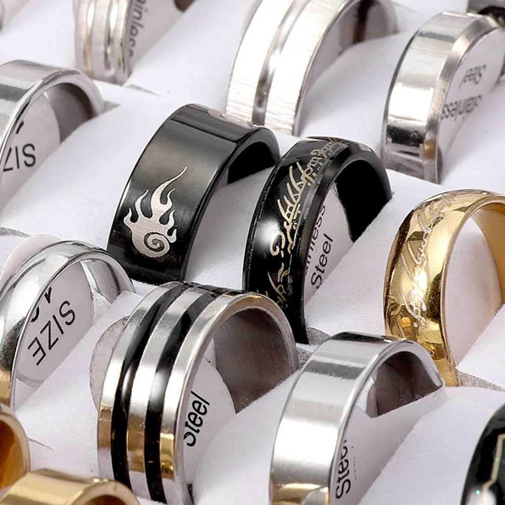 100pcs/Lots Fashion Jewelry Wholesale Stainless Steel Rings Party Gift Wedding Rings Mixed Style Mens Womens Rings W250812
