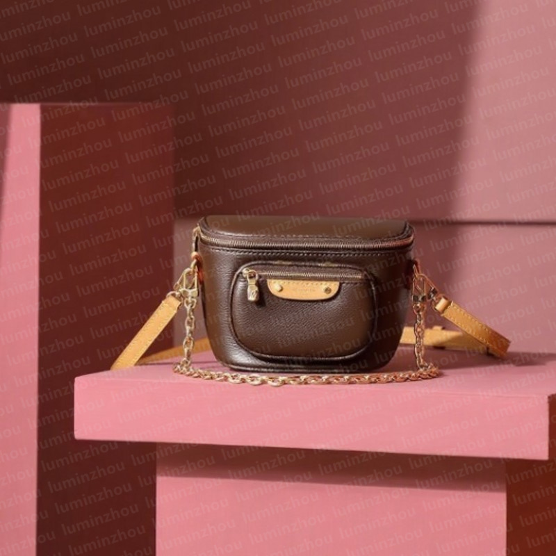 Designer MINI waist bag 22 styles of embossed and printed pouch bag Front zipper pocket Designer removable chain crossbody bag