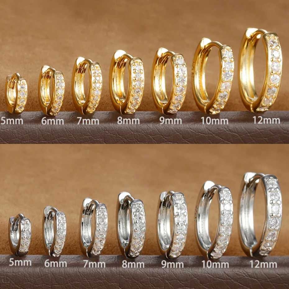 1Pair Stainless Steel Huggie Minimal Hoop Earrings Women Crystal Zirconia Thin Helix Tragus Cartilage Earrings Piercing Jewelry Y250812