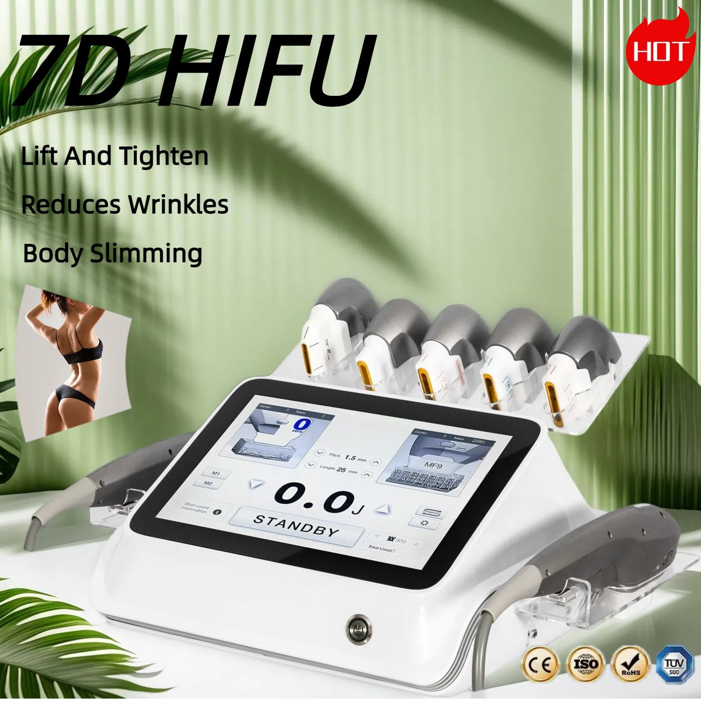 Professional HIFU Face Lifting Machine Collagen Stimulation Neck Tightening Body Contouring Abdomen Waist Buttocks Thigh Skin Rejuvenation