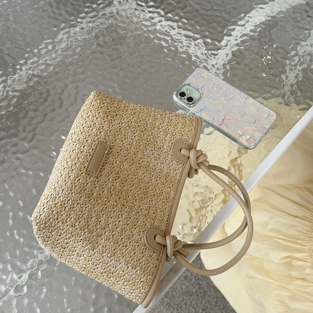 Summer Vacation Photo Beach Style Straw Handheld Crossbody Stylish Knot Basket Woven Bag for Women ddmymarket