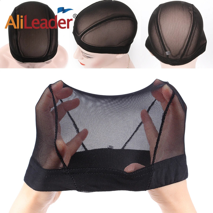 AliLeader L/M/S Elastic Mesh Dome Wig Cap for Making Human Hair Wigs Beige Black Spandex Net Glueless Hairnets Wig Liner 250812