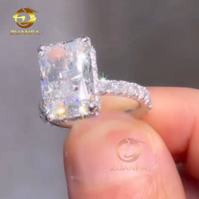 Luxurious Radiant Diaspore Ring Women's Fine Jewelry Engagement Wedding Ring Lab-Grown Ring