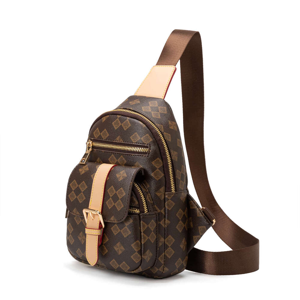 Lacel Urwebin Womens shoulder bag Green Checkered Pattern Sling Bag Multi - Pocket Large Capacity Adjustable Strap Stylish Chest Bag for Daily Travel 