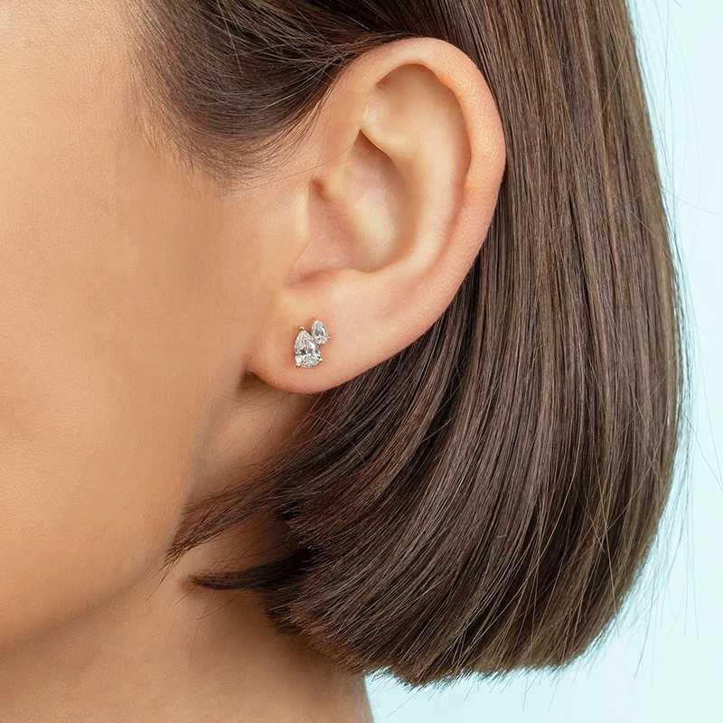 TIANDE Fine Water Drop Stud Earrings for Women Gold Plated CZ Piercing Straight Needle Earrings Woman Fashion Jewelry Y250812