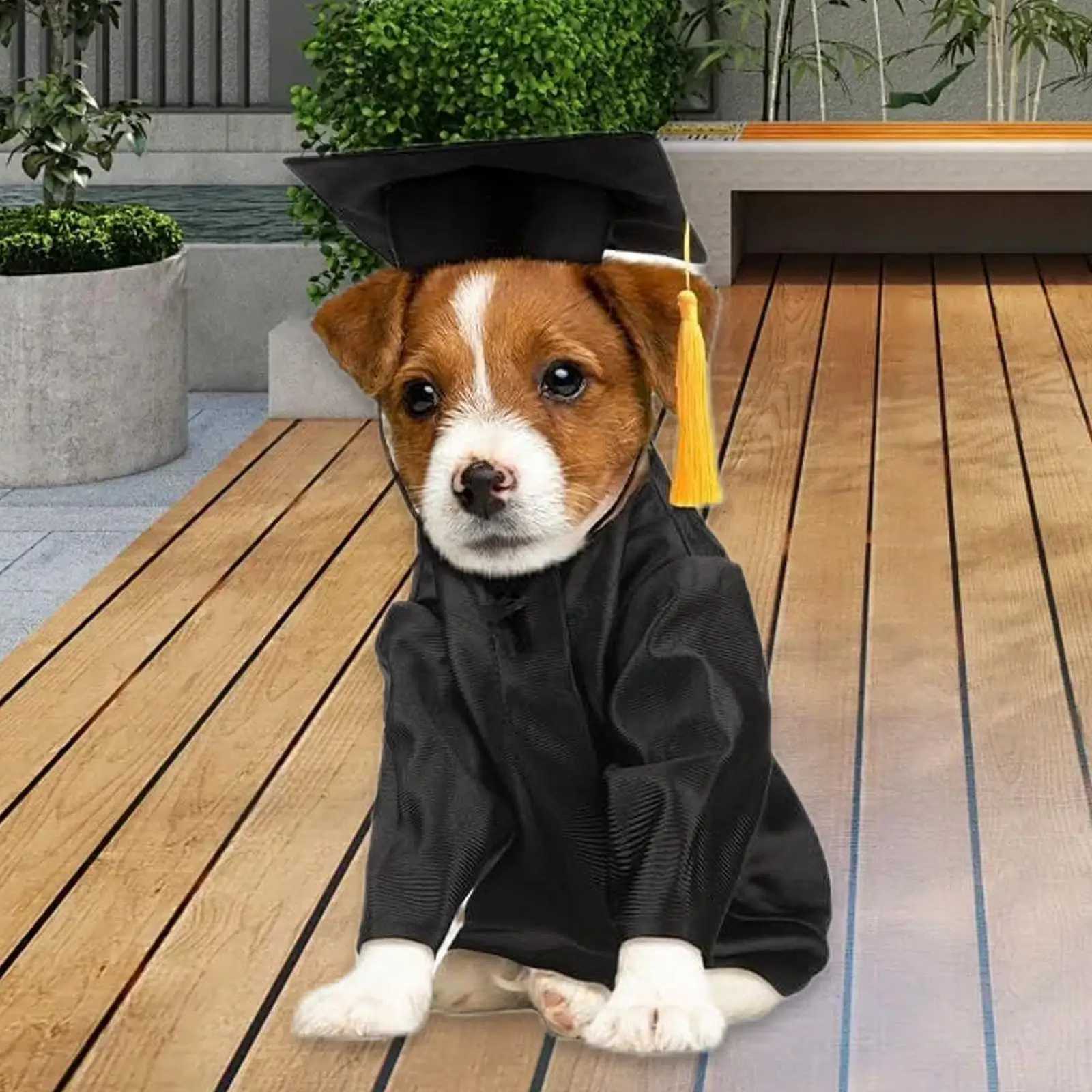 Hat and Gown for Dogs Washable Dog Graduation Hat and Gown Washable Costume Set with Tassel Shirt Pet Clothes for Little Cats XJ250813