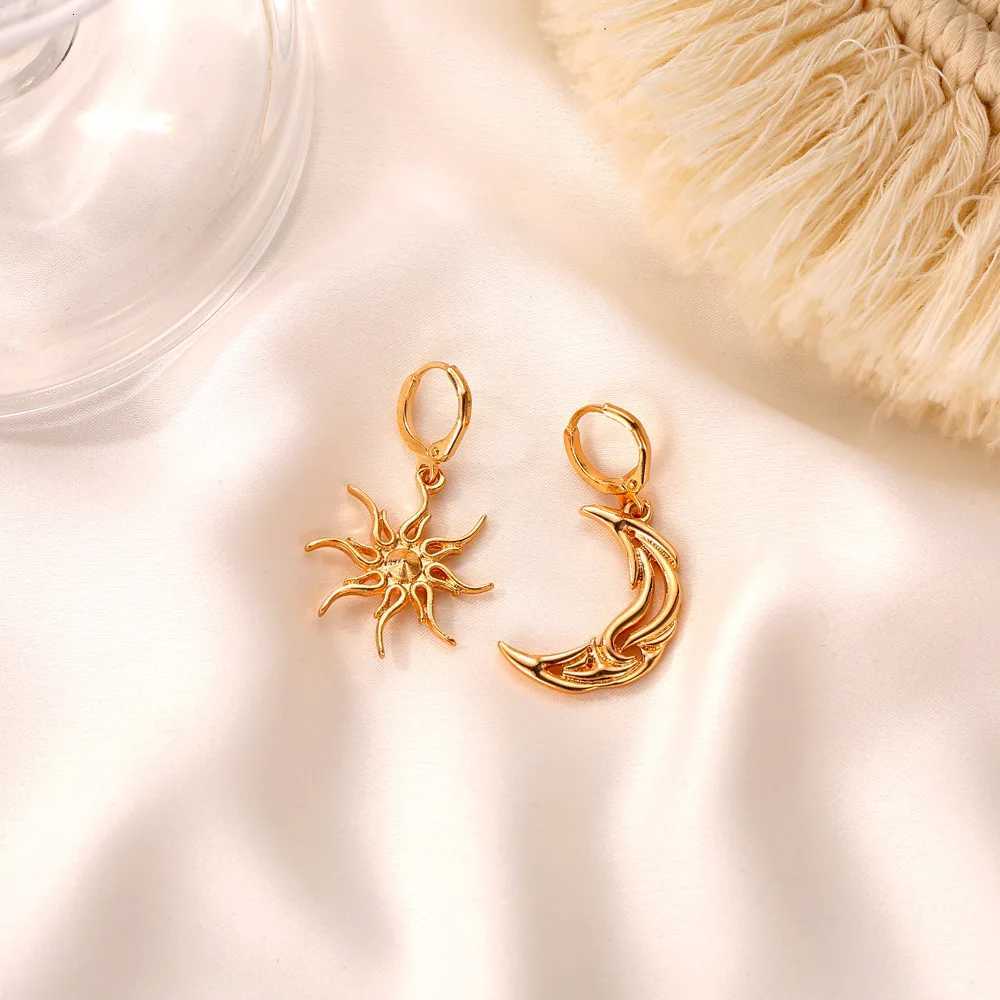 LATS New Sun Moon Dangle Earring Asymmetric Abstract Star Drop Earrings for Women Short Hollow Earings Brincos Fashion Jewelry Y250812