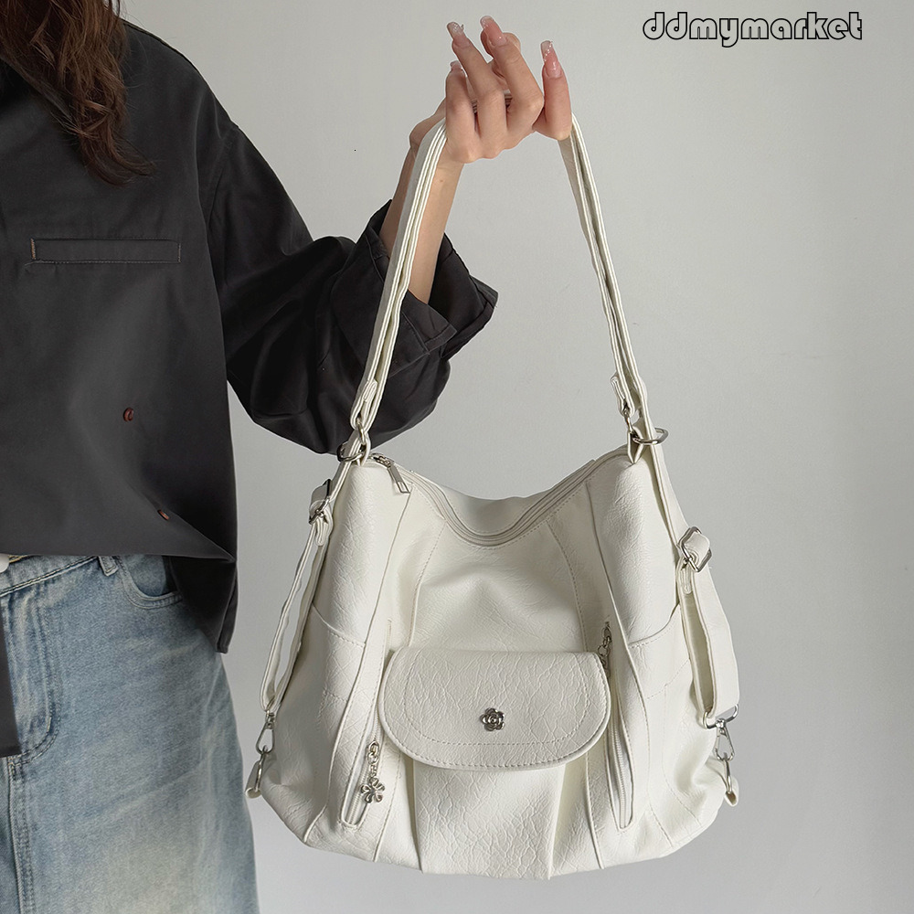 Niche Hot Girl Punk Motorcycle Soft Shoulder Underarm Large Capacity Multifunctional Backpack Fashion Tote Bag ddmymarket