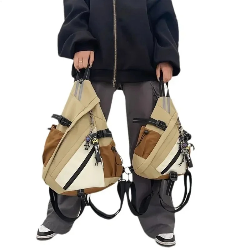 Hip Hop Sport Motorcycle Backpack Men Women Multifunction Waterproof Travel Single Shoulder School Bag Crossbody chest bags 250809