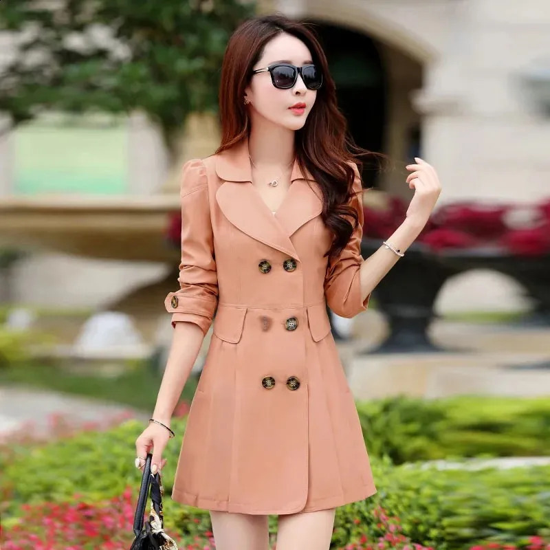 Womens Medium-Length Spring Autumn Style Trench Jacket Korean Version For 30-40-50 Years Old Womens Clothing 250811