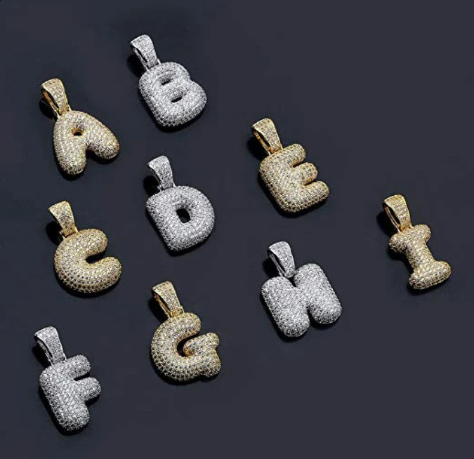 Hip Hop Jewelry Initial Letter Necklace Bubble Chain Necklace Iced Out 250807