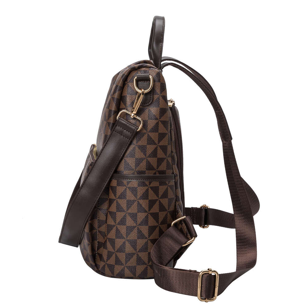 free shipping designer bags Women's Anti-Theft Backpack Geometric Triangle Pattern Large Capacity Multiple Pockets Faux Leather Travel Commute Da