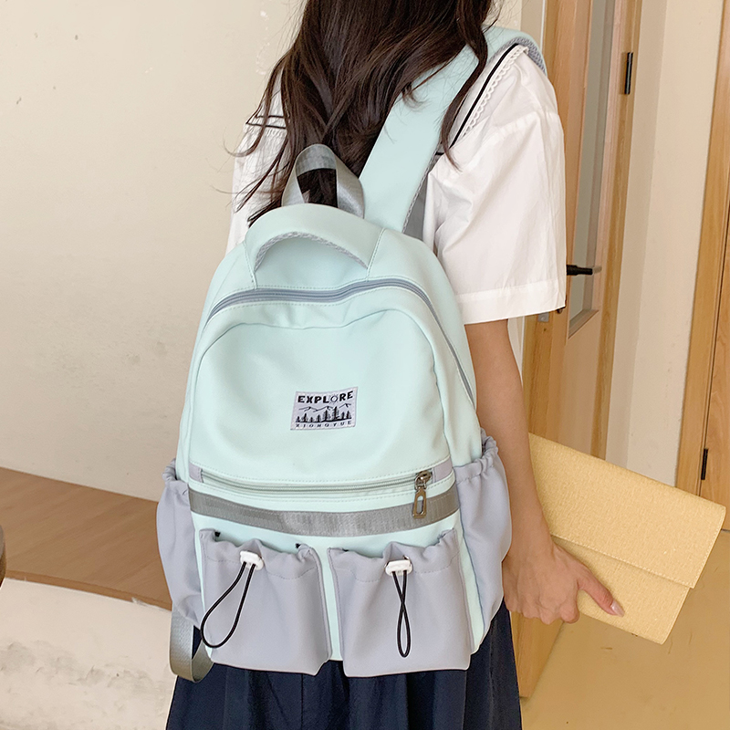 New Korean-style color-blocking versatile backpack, large-capacity nylon backpack, fashionable and simple casual student backpack