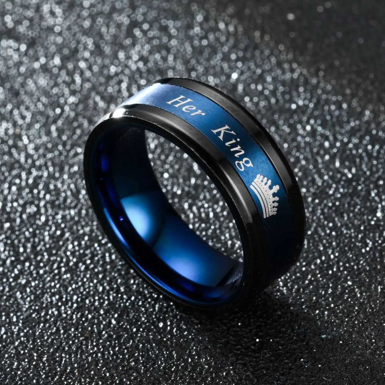 New Couple Rings Her King His Queen Stainless Steel for Women Men Crown Romantic Anniversary Wedding Bands Ring Jewelry Gifts W250812
