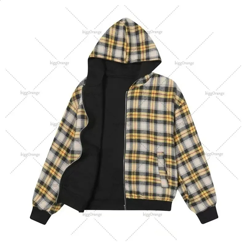 Y2K fashion two-sided can wear plaids zip-up hoodie high street hip-hop leopard print men clothing casual loose trend sweatshirt 250812