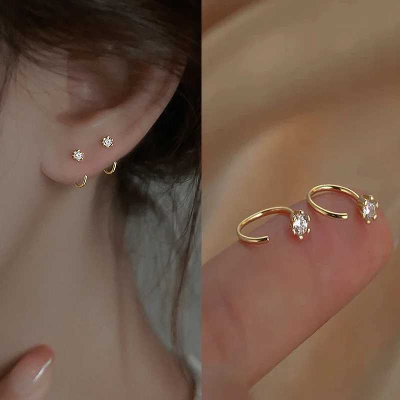 Elegent Minimalist Zircon Stud Earrings for Women Fashion Korean Ear Piercing Delicate Earrings Wedding Party Girl Jewelry Gifts Y250812