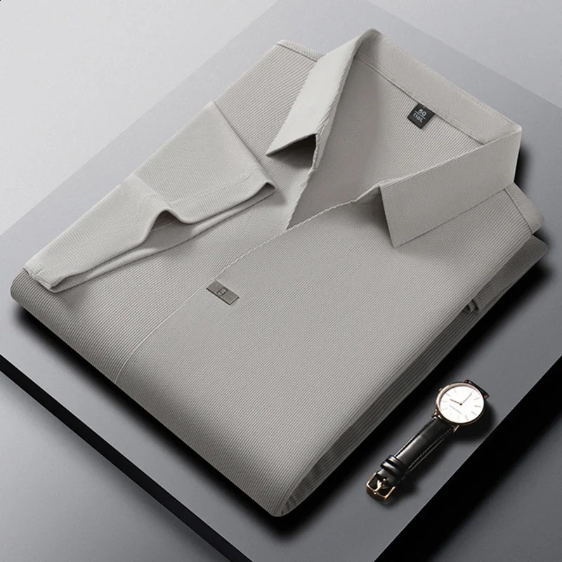 2025 Mens Casual and Fashionable Solid Color Short Sleeved Polo Shirt Comfortable and Versatile Summer T-shirt 250811