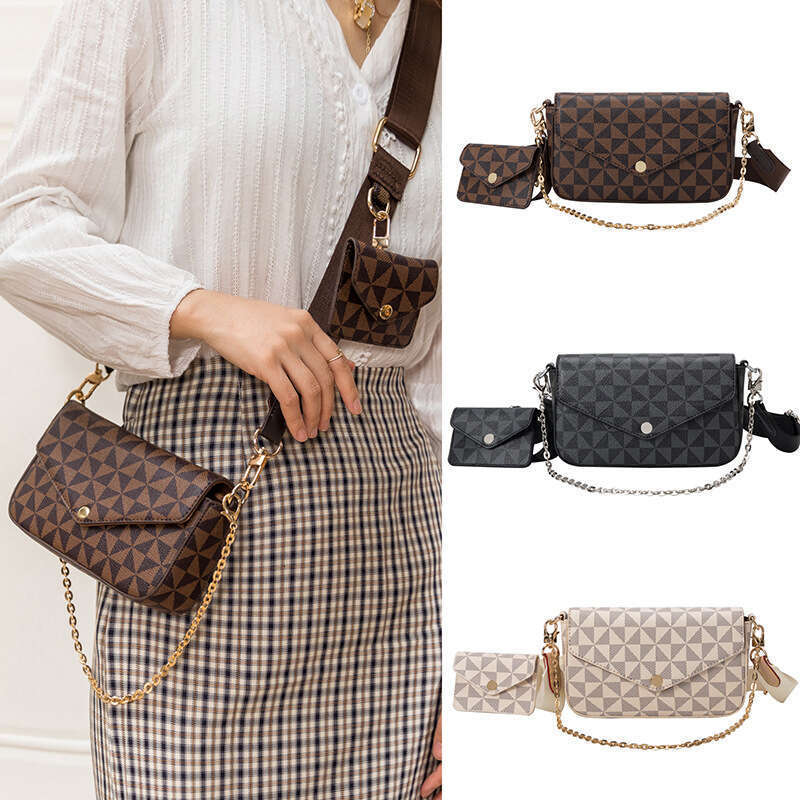 Lacel Urwebin Shoulder Bags for women men Printed Plaid Chain Square Crossbody Going out and travel Versatile Trendy Two-Piece Small Bag Z260124