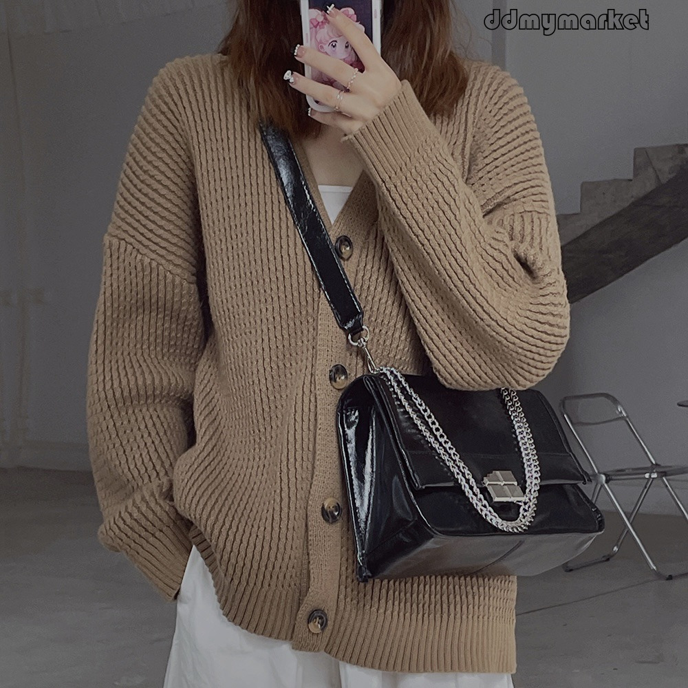 Niche Design Textured Underarm for Women with Wide Shoulder Strap, Trendy Cool Chain Bag, Versatile Oil Wax Leather Large Capacity Bag ddmymarket