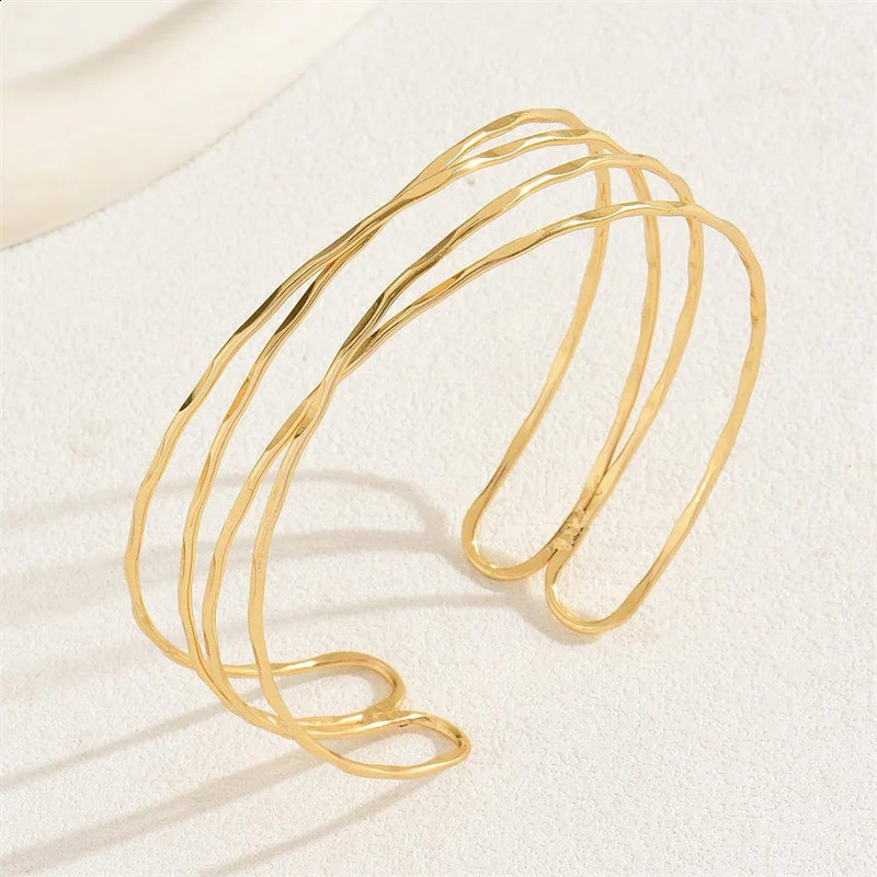 Korean Multilayer Gold Color Cuff Bracelet For Women Punk Style Metal Bracelet Minist n Ins Daily Wear Party Jewelry 250812