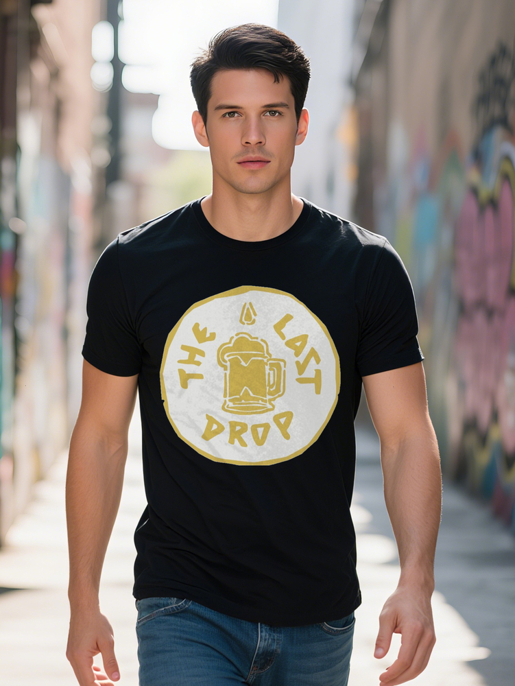 Men s The Last Drop Graphic Tee Casual Black Short Sleeve T Shirt with Golden Beer Mug Design Vintage Y K Anime Horror 5024c