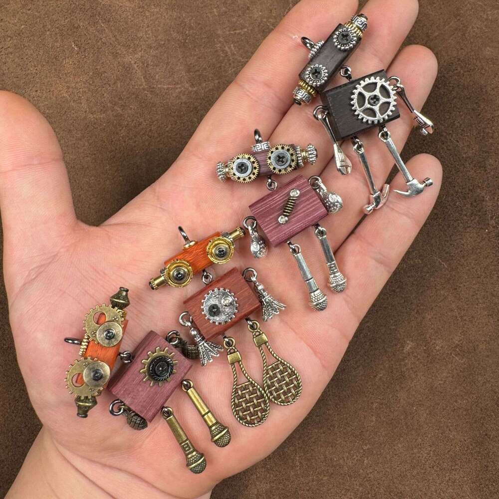 Handmade Punk Robot Hanging Ornament Trendy Play Stall Niche Design Phone Chain Unisex Necklace Pendant