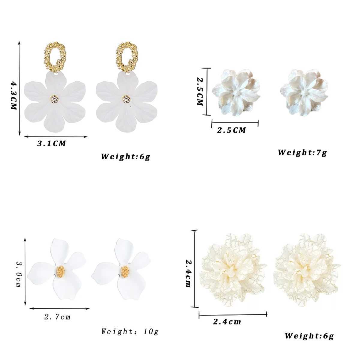 White Flower Drop Earrings for Women Acrylic Blooming Gardenia Dangle Earrings Cute Sweet Trendy Statement Jewelry Winter Gift Y250812