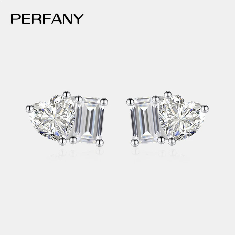 PERFANY Radiant Emerald Cut 2CT Stud Earring S925 Pure Silver Heart Laboratory Diamond Fashion Wedding Jewelry 250812
