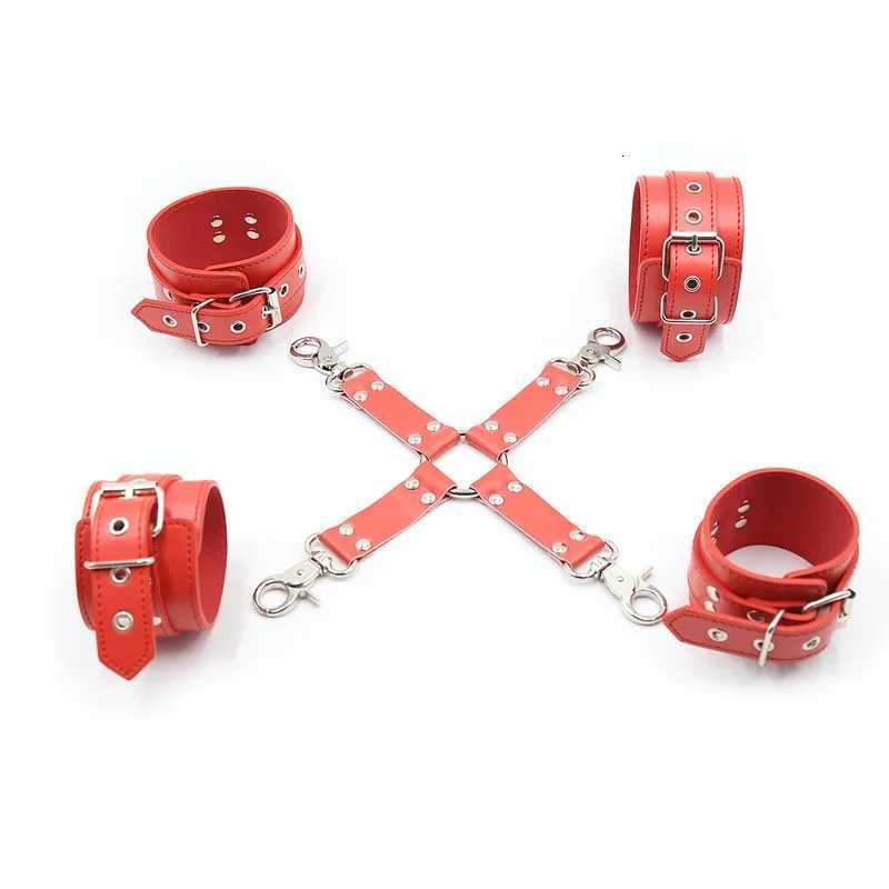 PU Leather Bondage Hog Tie Handcuffs Ankle Leg Cuffs Cross Hook Strap Restraint Erotic Sex Toys For Couples Adult Fun Games XJ250813