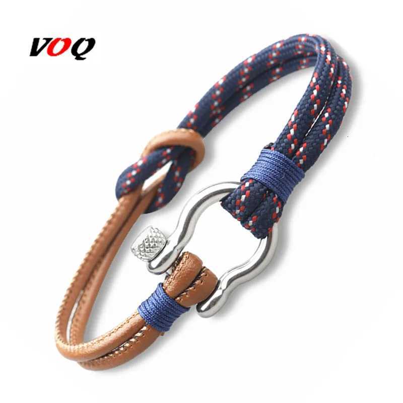 Navy Style Sport Camping Parachute Cord Survival Bracelet Men Stainless Steel Shackle Buckle Jewelry Mens BraceletXJ250813