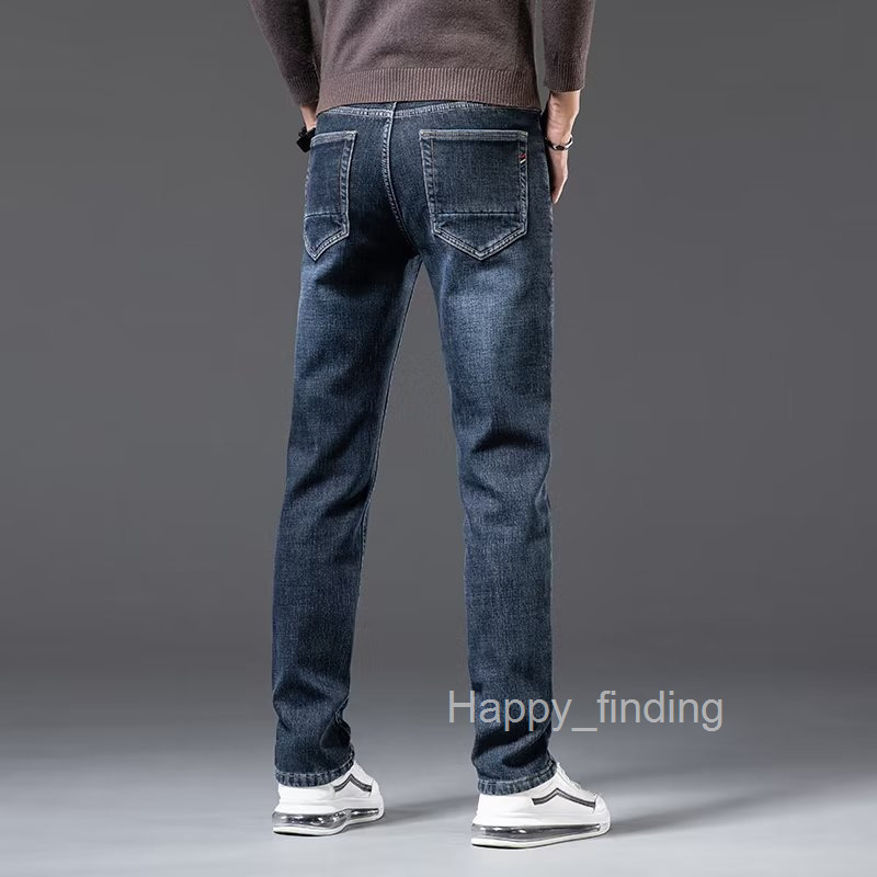 Spring New Mens Stretch Jeans Summer Casual Loose Straight Pants