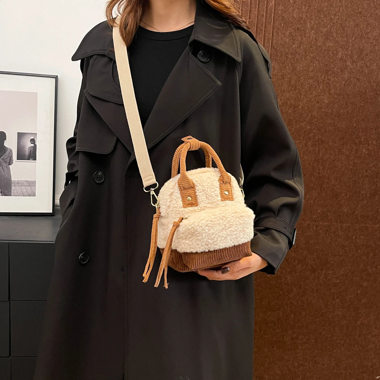 Lamb Woolen Women Bag Handbags Mini Crossbody Phone Bag for Woman VELOUR Shoulder Tote Lady Messenger Bags 250809