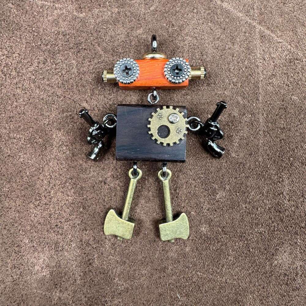 Handmade Punk Robot Hanging Ornament Trendy Play Stall Niche Design Phone Chain Unisex Necklace Pendant
