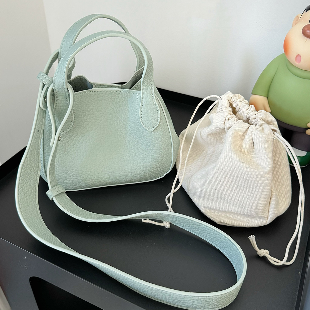 Korean Niche Soft Leather Casual Versatile Lychee Pattern Handheld Basket for Women Multifunctional Crossbody Mini Bucket Bag ddmymarket