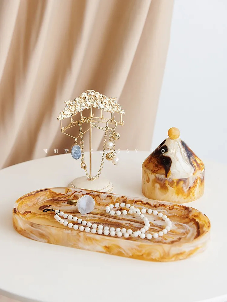 WabiSabi Desktop Decoration Tray Bowl Fluid Resin Jewelry Box Home decoration Storage Ornaments 250813