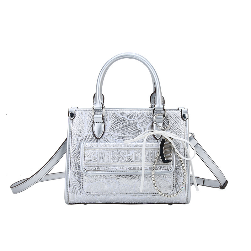 Luxury Handbag Designer Free Shipping Direct Silver Heavy-duty Embroidered Handbag 2025 New Fashionable High-end Office Handbag Women's Shoulder 