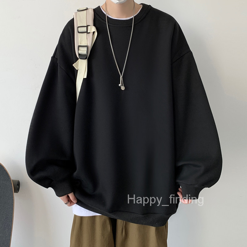 Hoodless Sweater Mens Autumn Fashion Brand Ins Loose Top Spring and Autumn Sports High Street Round Neck Coat Ruffian Handsome