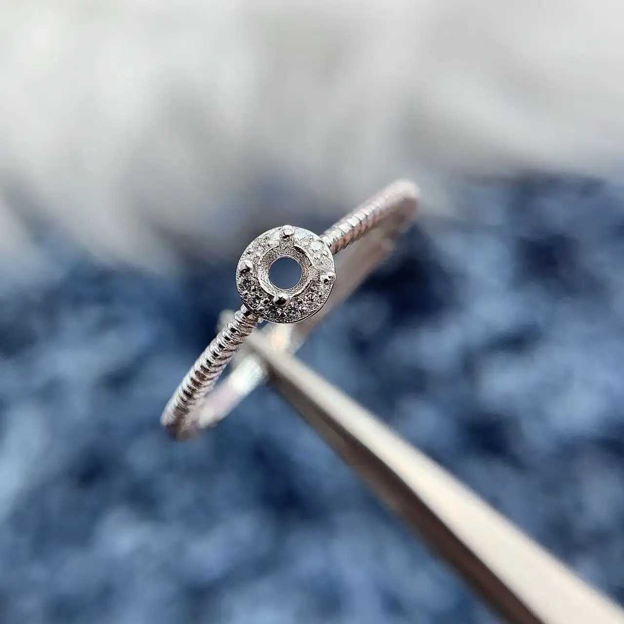 3*3mm Round Inlay Stone Woman Open Ring Setting DIY Gift S925 Pure Silver Fashion Original Fine Charm Jewelry Wholesaler W250812