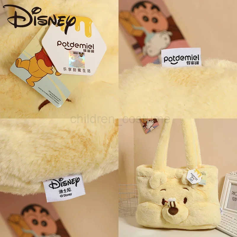Disney Disney Winnie The Pooh Shoulder Bag Anime Plush Toy Kawaii Large-Capacity Cartoon Leisure Handbag Kid Christmas Girl Gifts W250813
