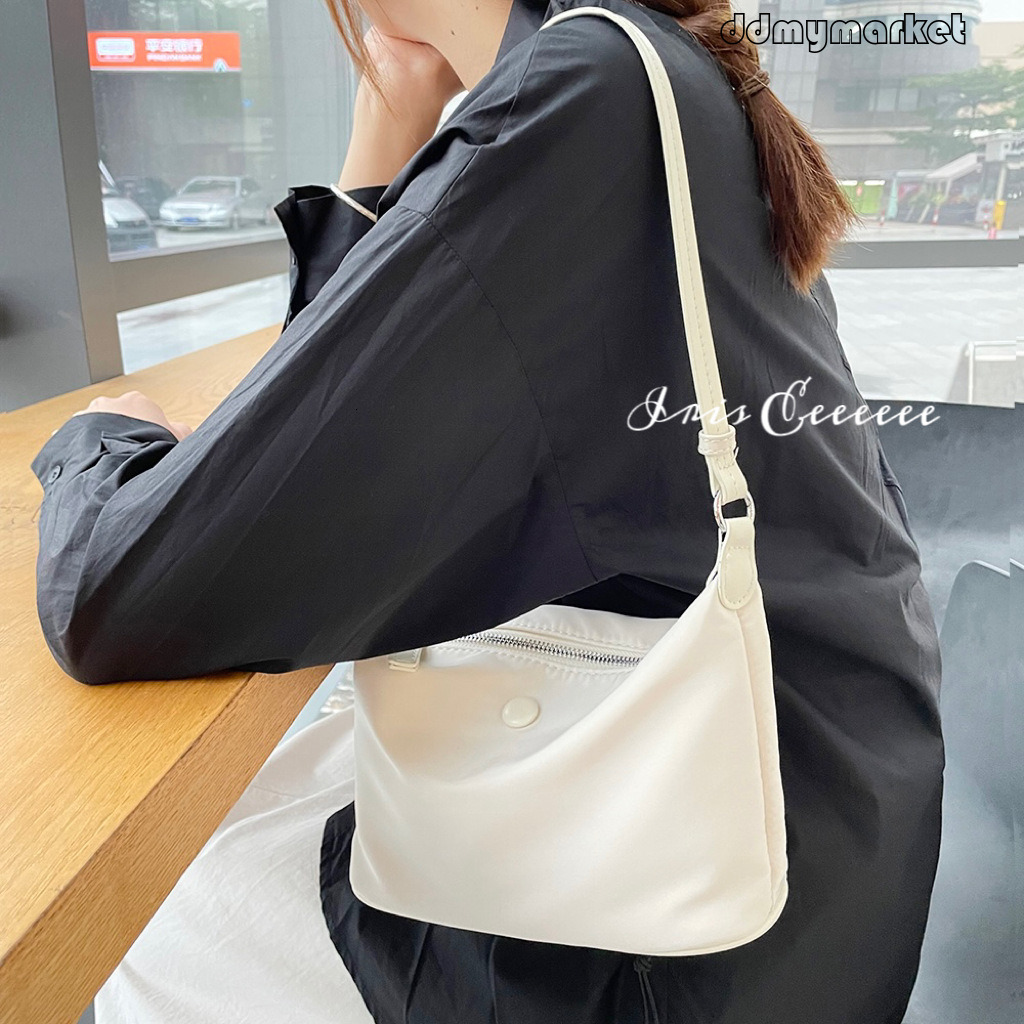 2025 Summer Lightweight Waterproof Nylon Fabric Underarm Single Shoulder Crossbody Small Bag for Women Korean Version Ins Style Dumpling Handbag ddmym